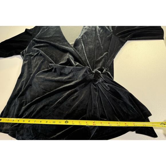 Alfani Velvet Wrap Top Womens 2X Gray Black Velvet Holiday Evening Glam Party - Picture 8 of 10